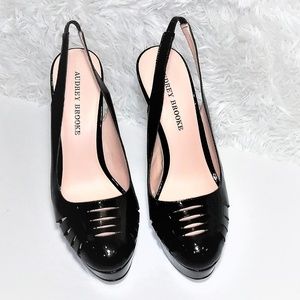 Audrey Brooke black cindy sling back platform heel